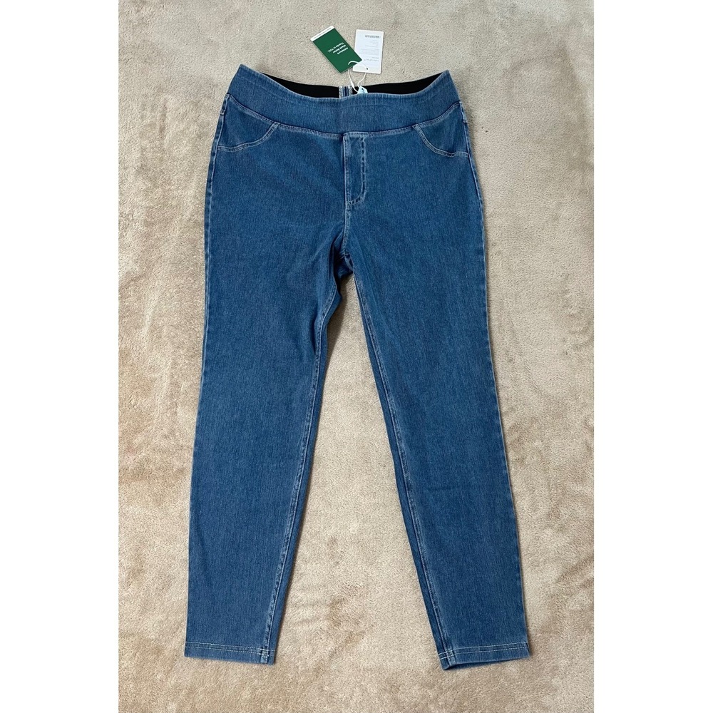 Halara Flex Denim 3D Fleece Leggings Women Large Blue High Waisted‎ Jeggings NEW